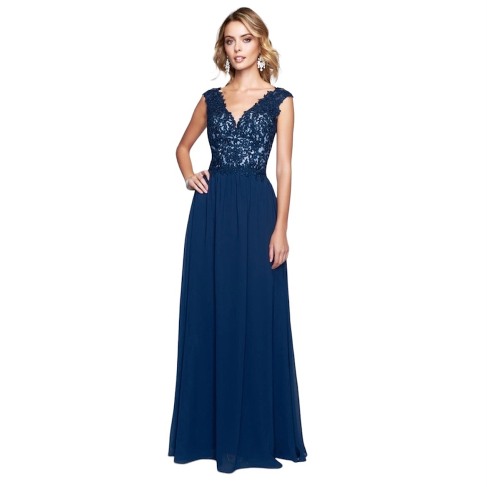 NWT Nina Canacci 1449 Embellished Lace Bodice A-Line Gown Formal Bridesmaid Prom